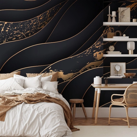 Floral wallpaper in entryway transformation
