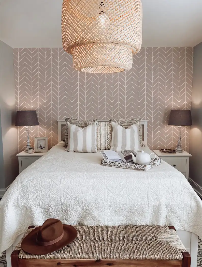 Modern geometric wallpaper installation result